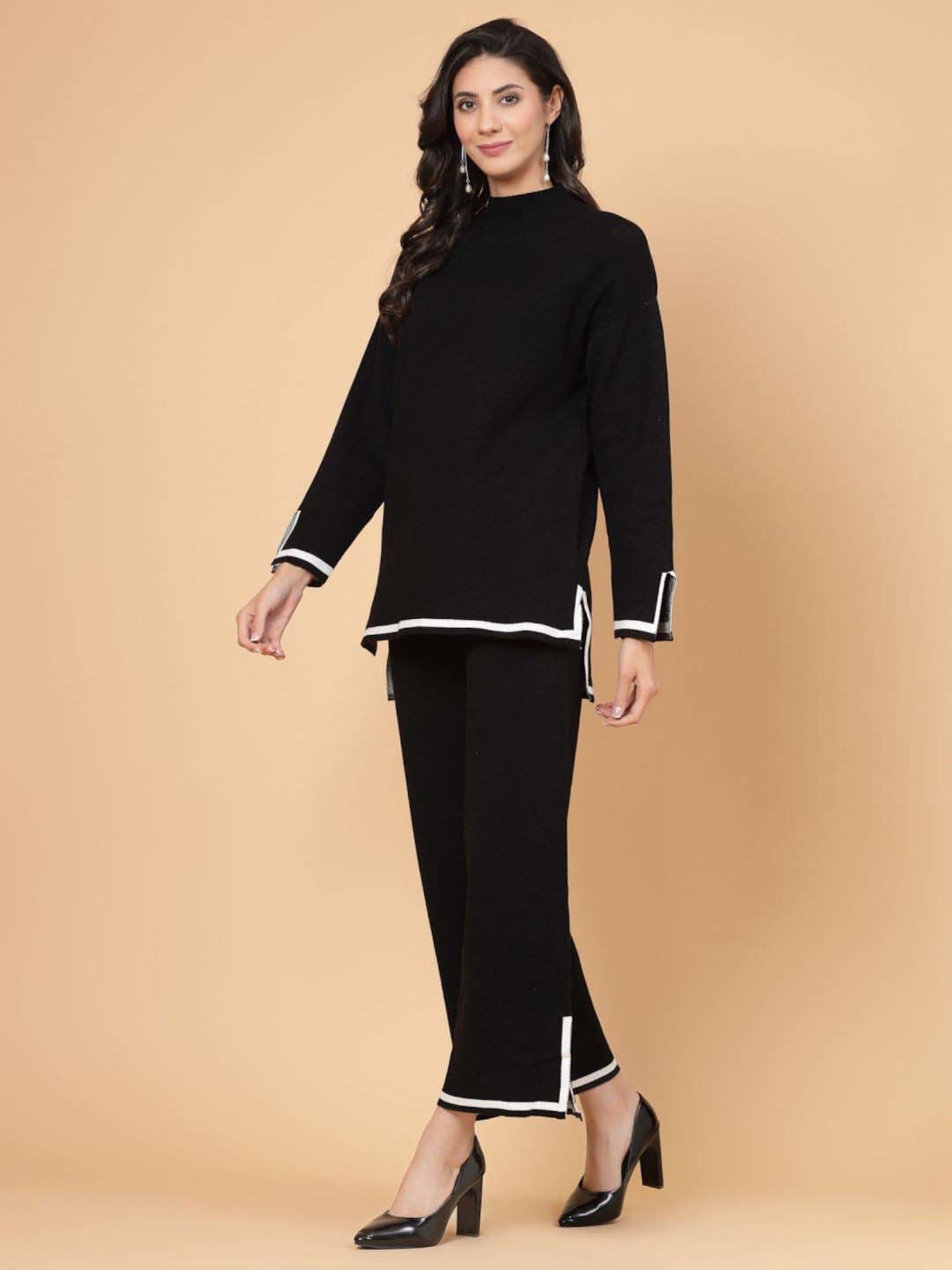 Mafadeny Black Plain Top Pants Set