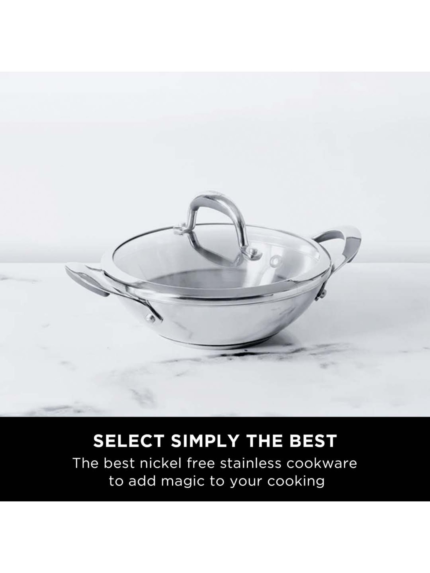 Meyer Select Stainless Steel Kadai 24cm (Induction & Gas Compatible)
