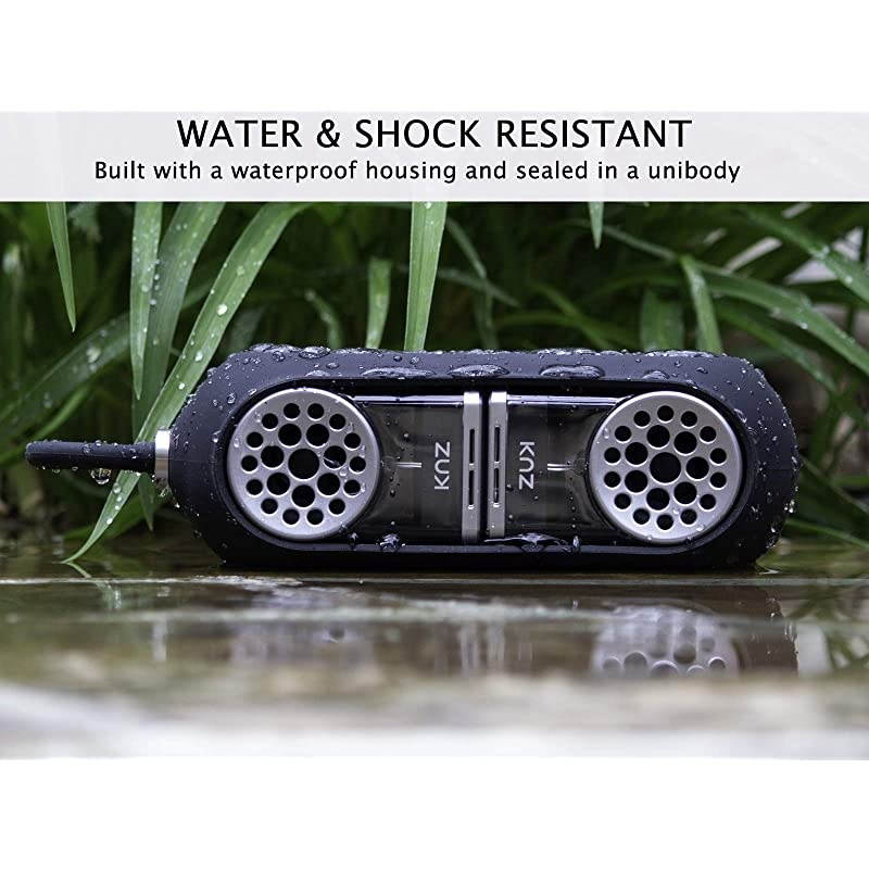 GoDuo Portable Bluetooth Speakers with Magnetic Connectable Base, L/R True Stereo Sound and Bass, Water and Shock Resistant, 18 hr playtime, Built-in Mic, Protective Carrying Case Included (Black)