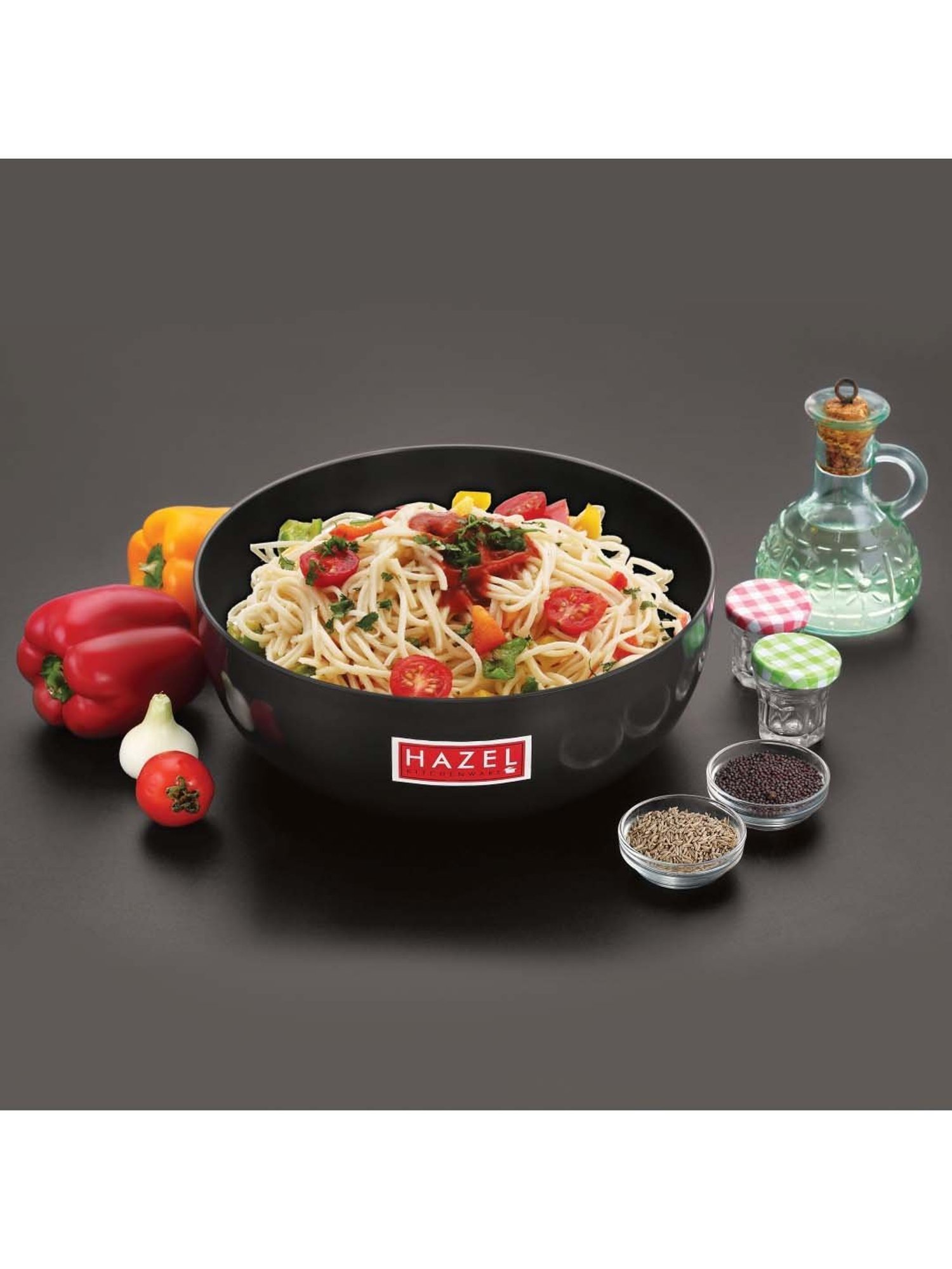 HAZEL 3mm Hard Anodised Tasra Aluminium Frying Tasla Kadai with Induction base, 4000 ml,Black