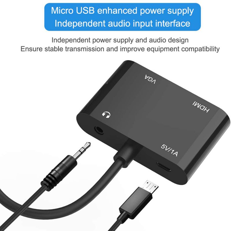 VGA to HDMI VGA Adapter,  VGA Splitter 1 VGA in HDMI VGA 2 Out (VGA HDMI Interface Display at The Same time), VGA to HDMI VGA Adapter for Computer, Desktop, Laptop, PC, Monitor, Projector