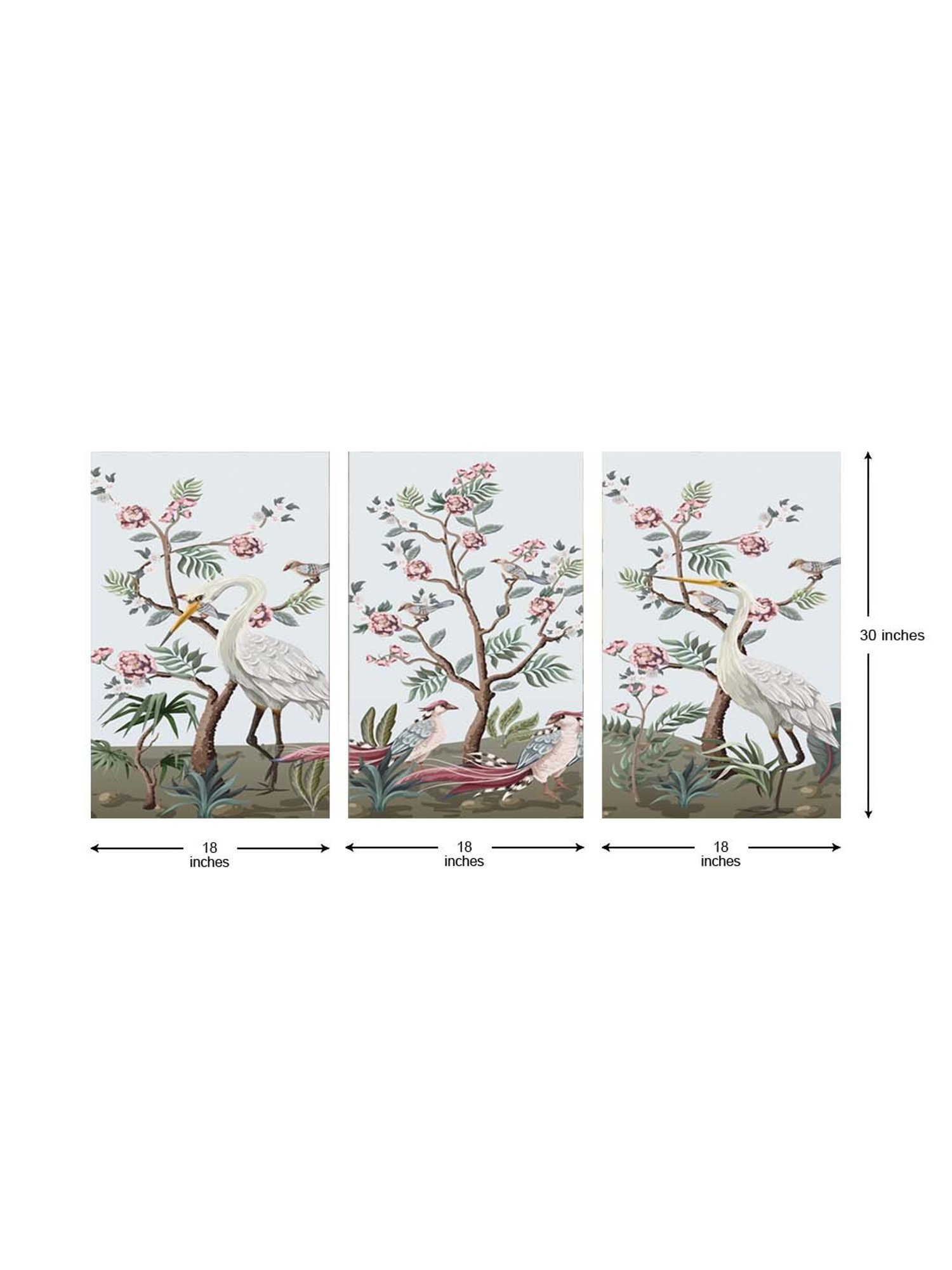 999Store Multicolor Flamingo with Tree Art 3 Frame Canvas Paintings