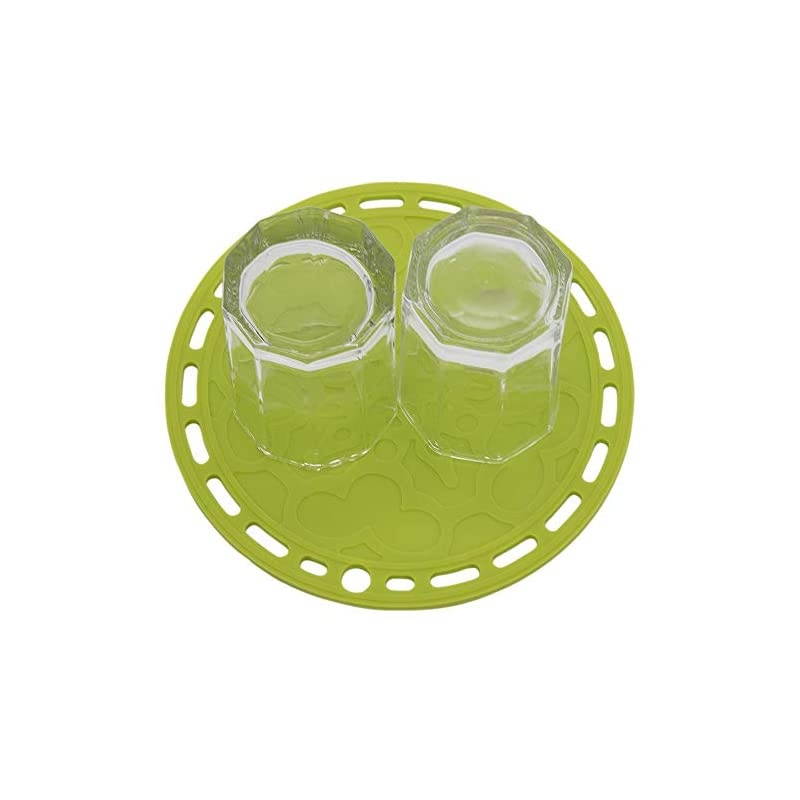 Plus Big Round Silicone PotHolder Hot Pads and Trivets for Hot Dishes and Hot Pots Holder, Hot Mats for Countertops, Tables, Spoon Rest Small Place Mats Set of 3 Color Green