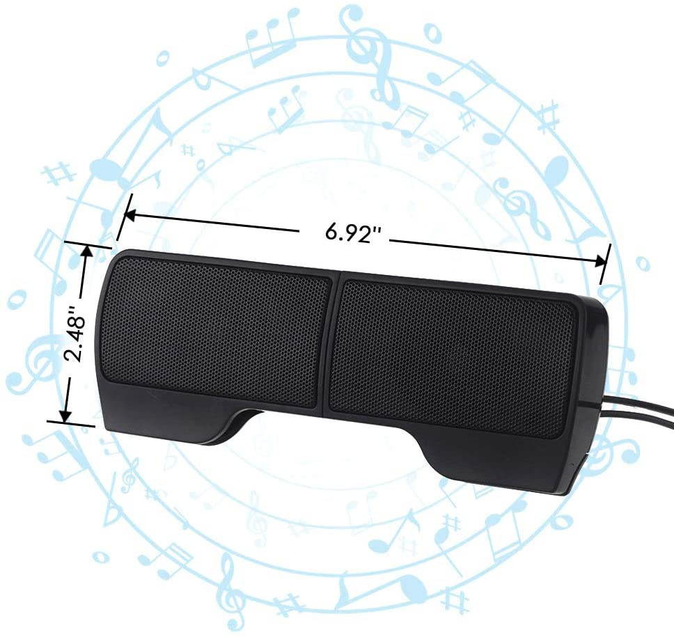 ELENKER Laptop Speakers, External USB Powered Mini Wired Portable Clip-on Computer Soundbar for Desktop PC Monitor Notebook Tablets TV