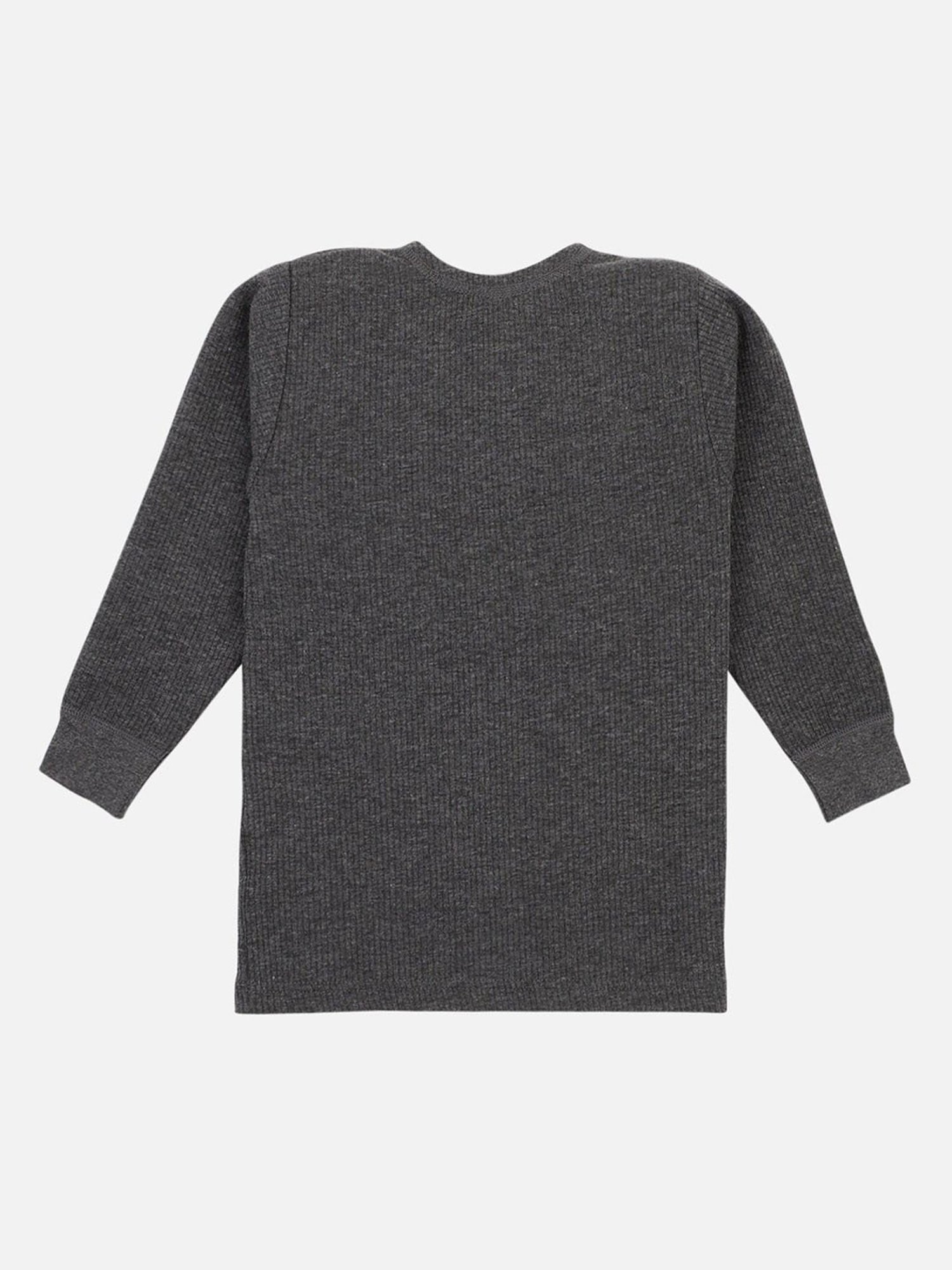 Dyca Kids Dark Grey Melange Textured Full Sleeves T-Shirt with Pants