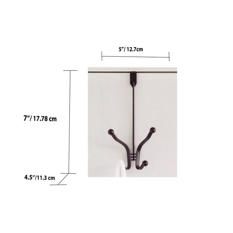 Home Basics Curved Over the Door Double Hanging Hook, Bronze