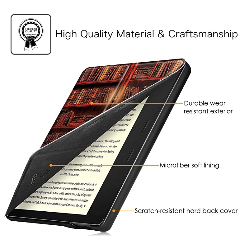 Origami Case for All-New Kindle Oasis (10th Generation, 2019 Release and 9th Generation, 2017 Release) - Slim Fit Stand Cover Support Hands Free Reading with Auto Wake Sleep, Library