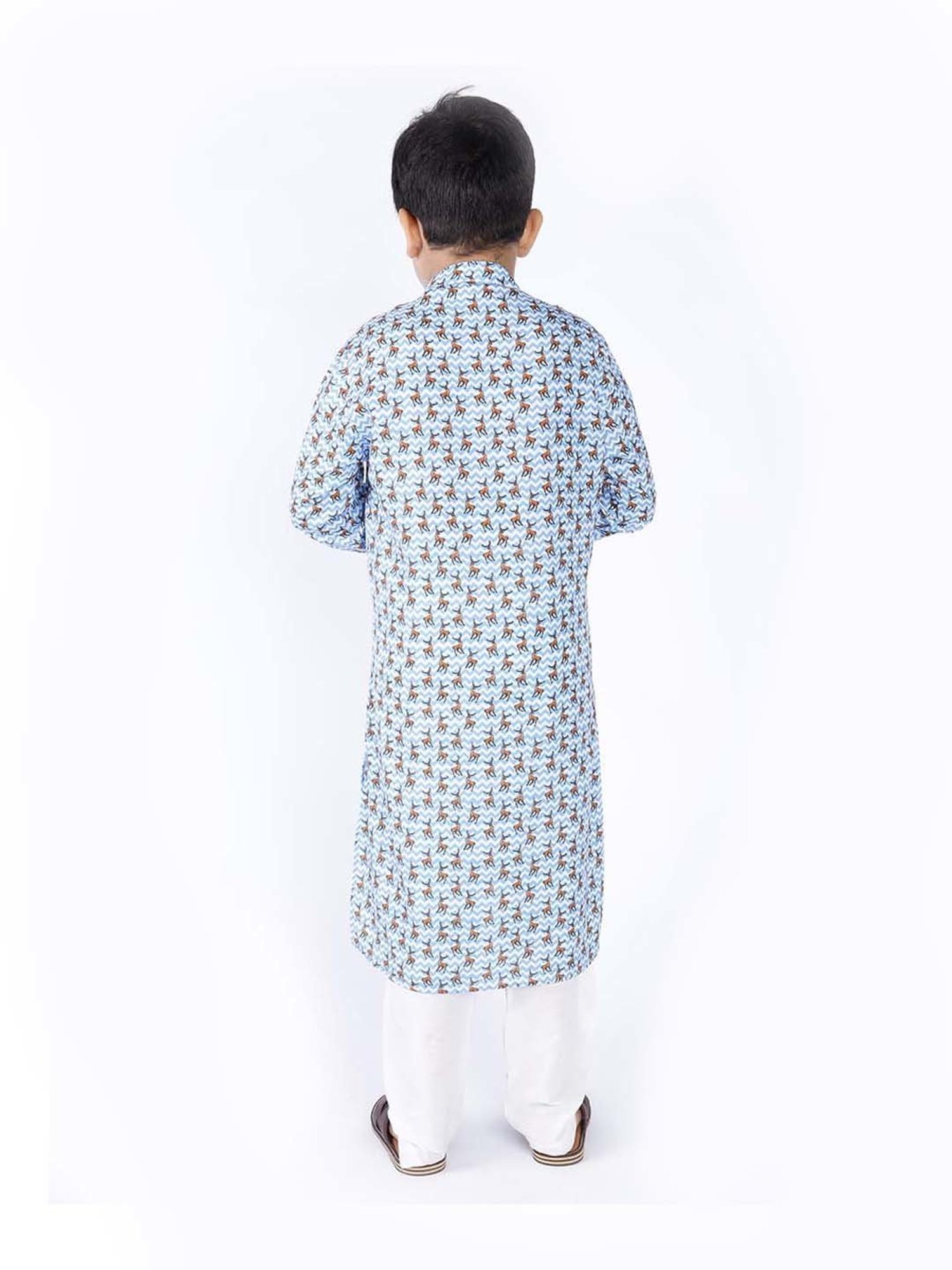 TABARD Kids Blue & White Cotton Printed Kurta Set