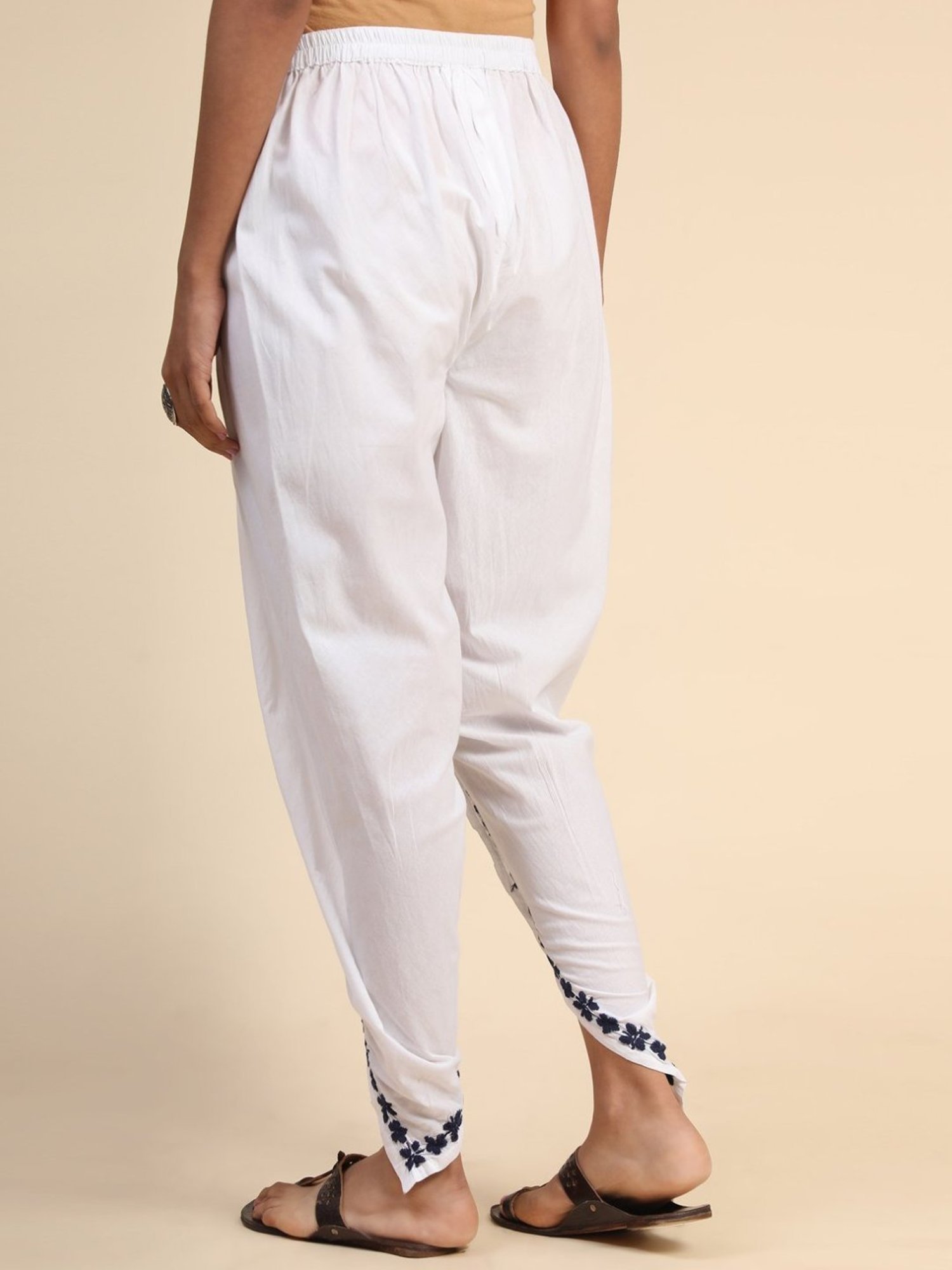 House of Kari White Fizaa Chikankari Hand Embroidery Dhooti