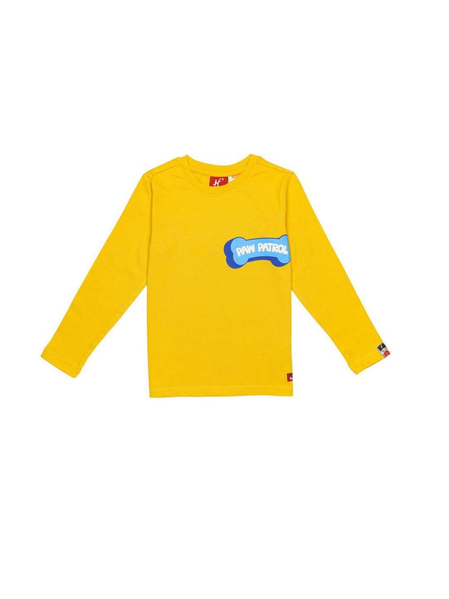 H by Hamleys Kids Yellow Cotton Printed Full Sleeves T-Shirt