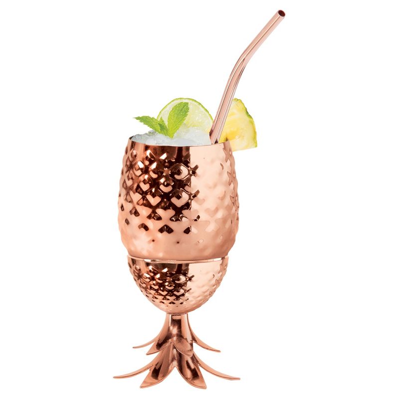 Oggi Stainless Steel Pineapple Tumbler With Straw 12oz Copper