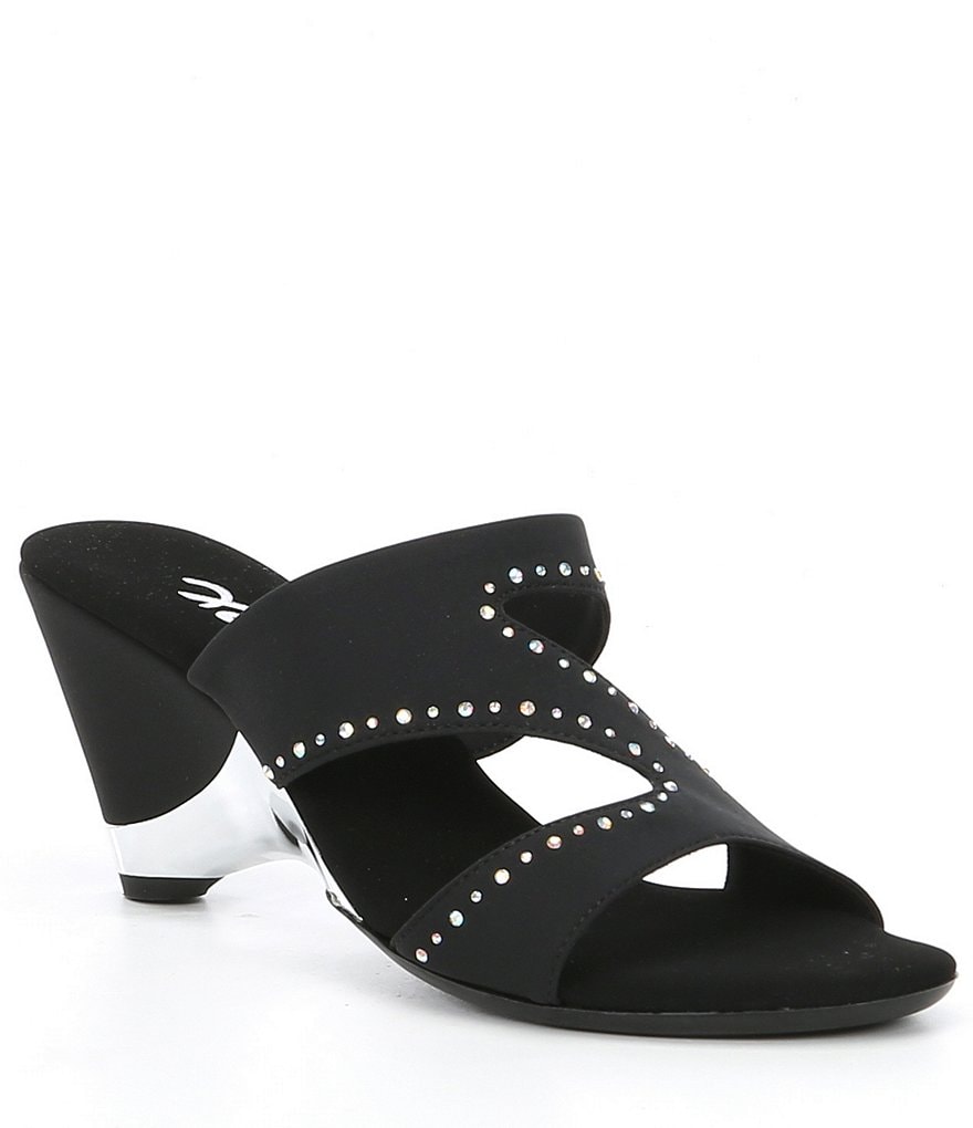 Onex Natalia Rhinestone Embellishments Elastic Wedge Slides