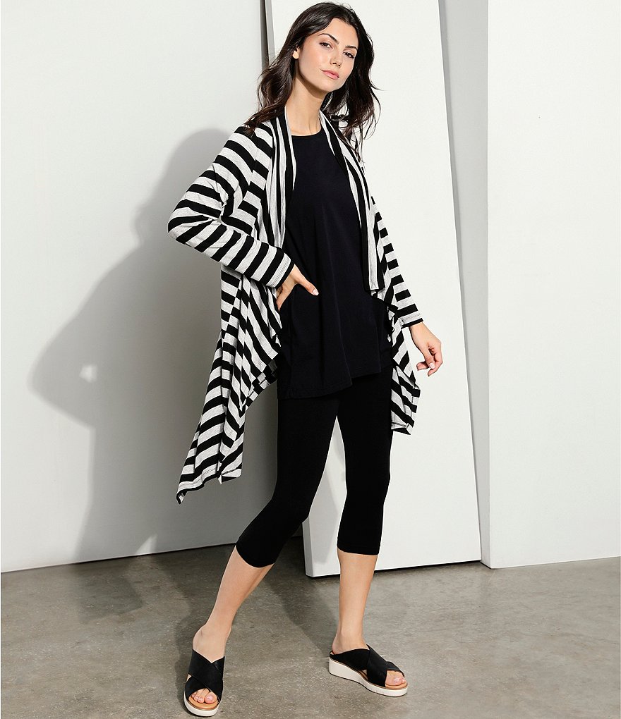 Bryn Walker Kai Jersey Stripe Open Front Long Sleeve Jacket