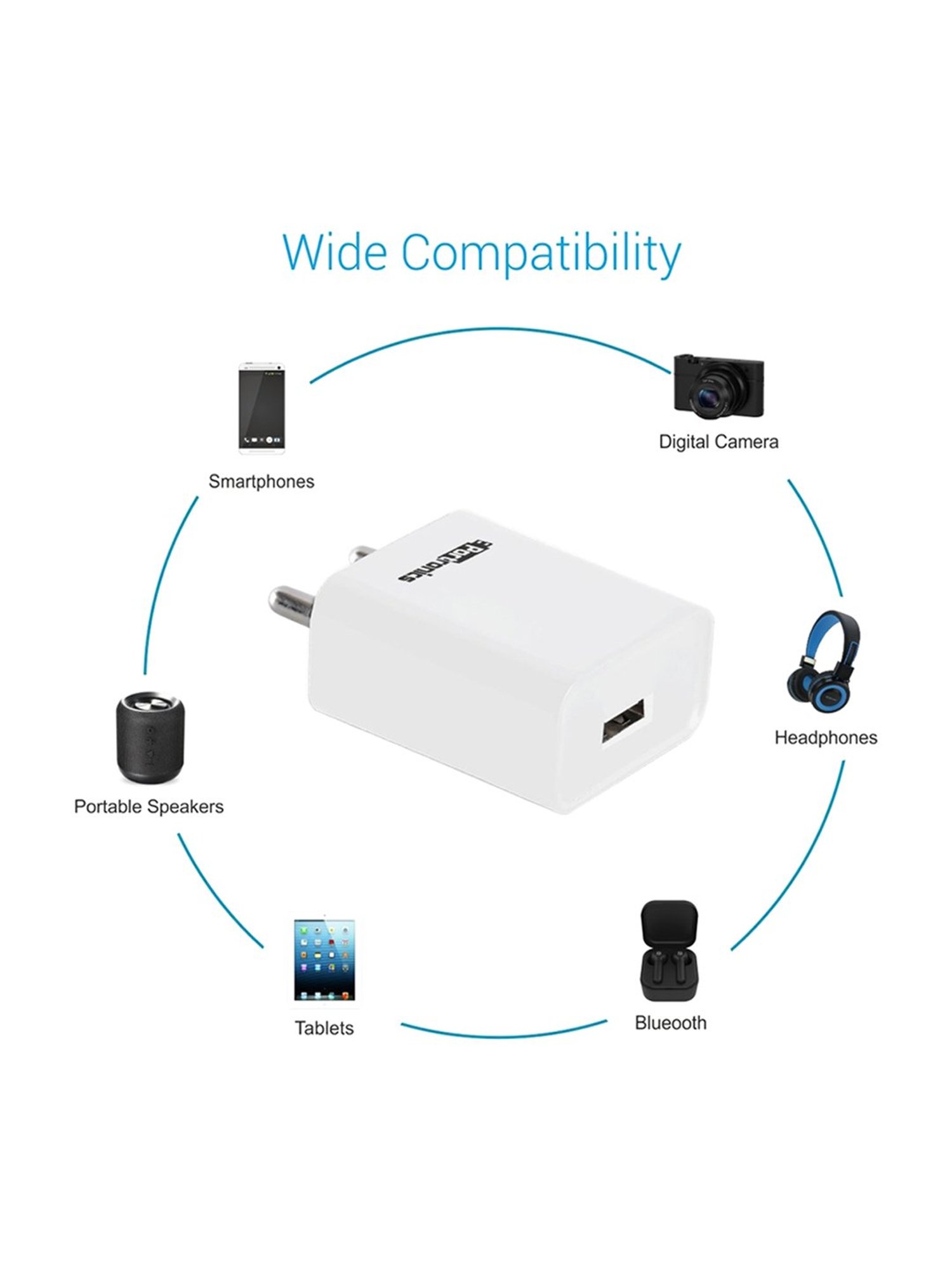 Portronics ADAPTO 62 POR-1062 2.4A Adapter with single USB Port (White)