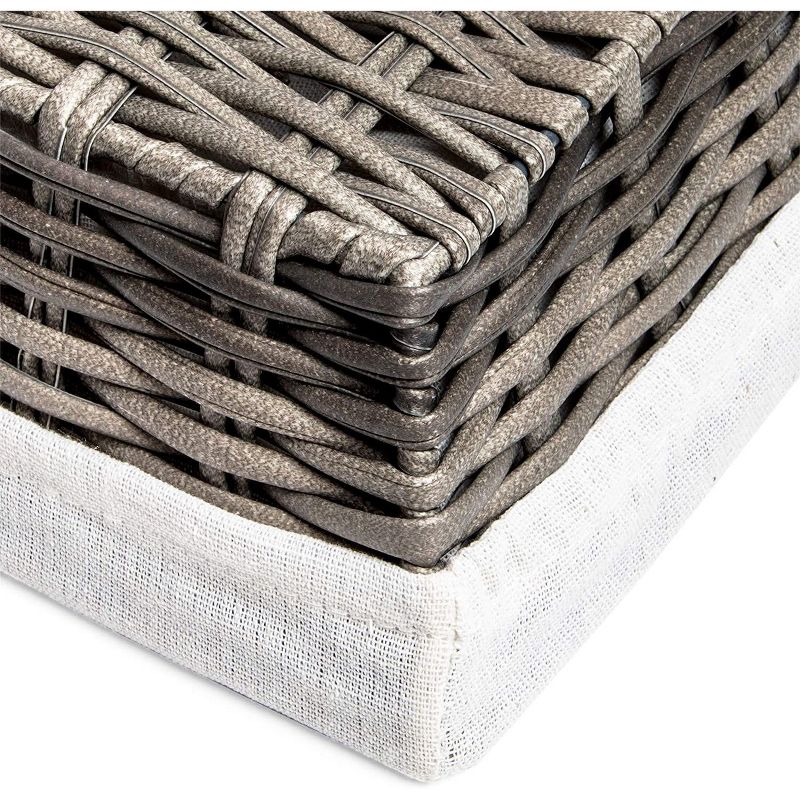 Farmlyn Creek 3-Pack Grey Square Wicker Storage Baskets with Liners (9 x 9 x 3.5 Inches)