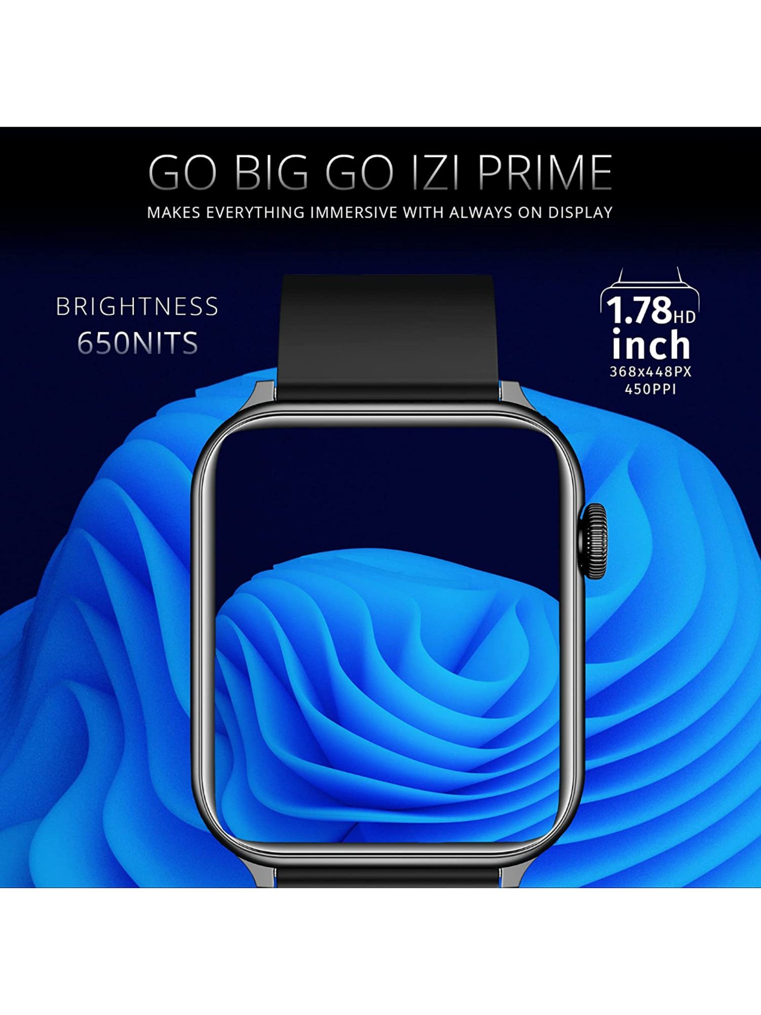 IZI Prime 1.78 inch 650 NITS Retina Amoled BT Calling Smartwatch (Graphite Black)