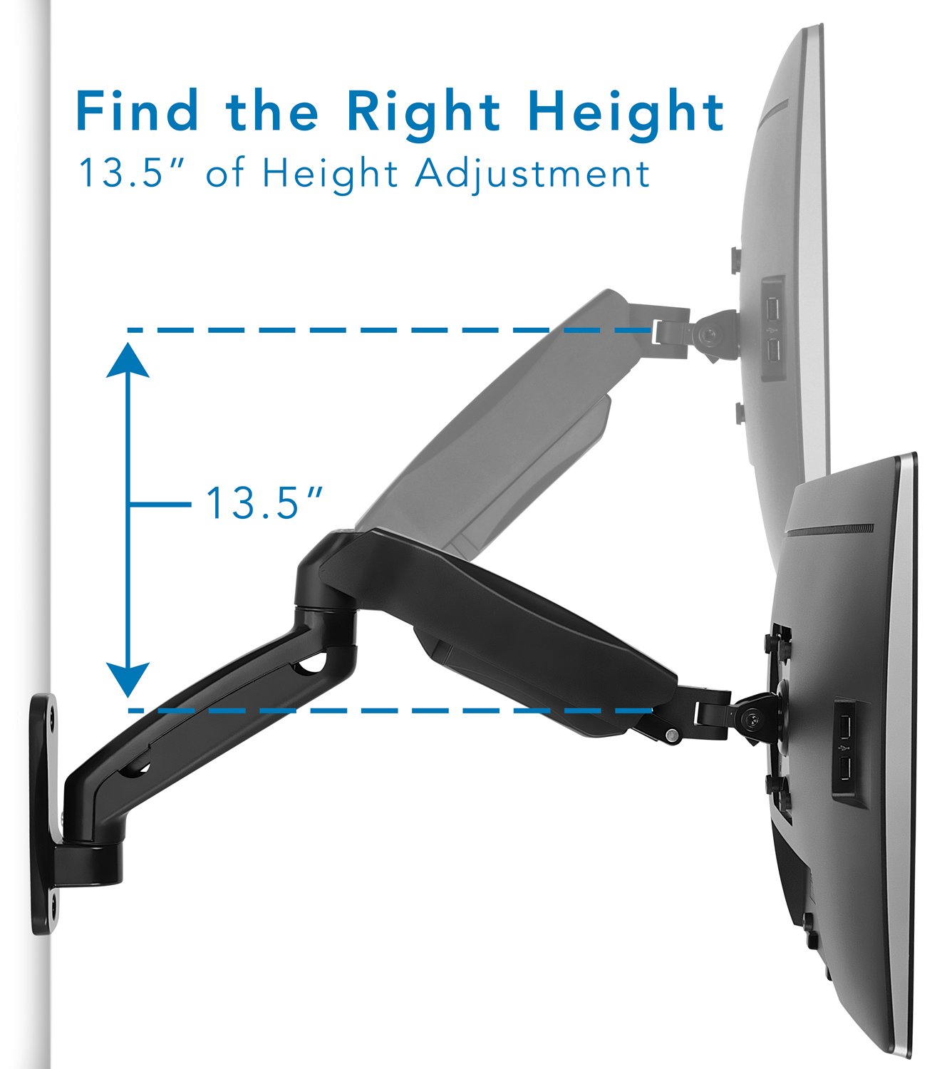 Mount-It! TV Monitor Wall Mount Arm | VESA Wall Mount Monitor Arm | Fits 17-32 Inch Screens
