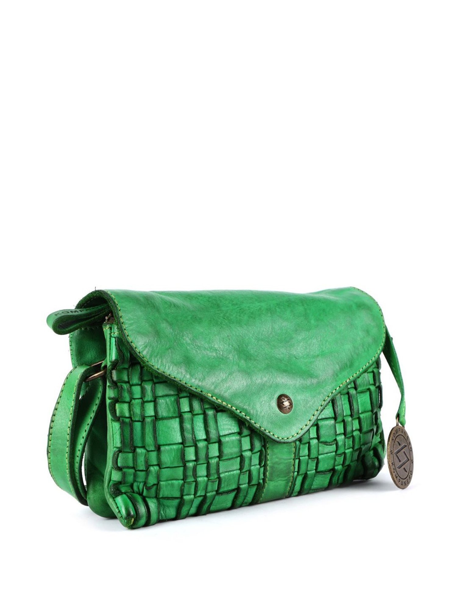 KOMPANERO Mia Light Green Leather Textured Sling Handbag