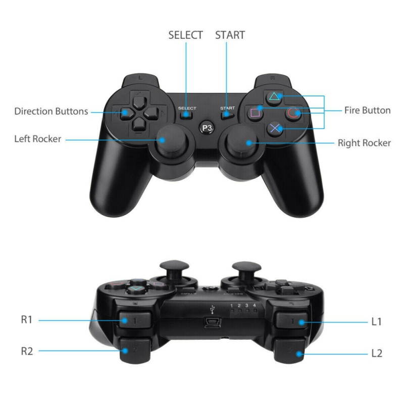 PS3 Controller Wireless Playstation 3 Controller Wireless Bluetooth for Sony Playstation 3 Remote Wireless Joystick with Charging Cables