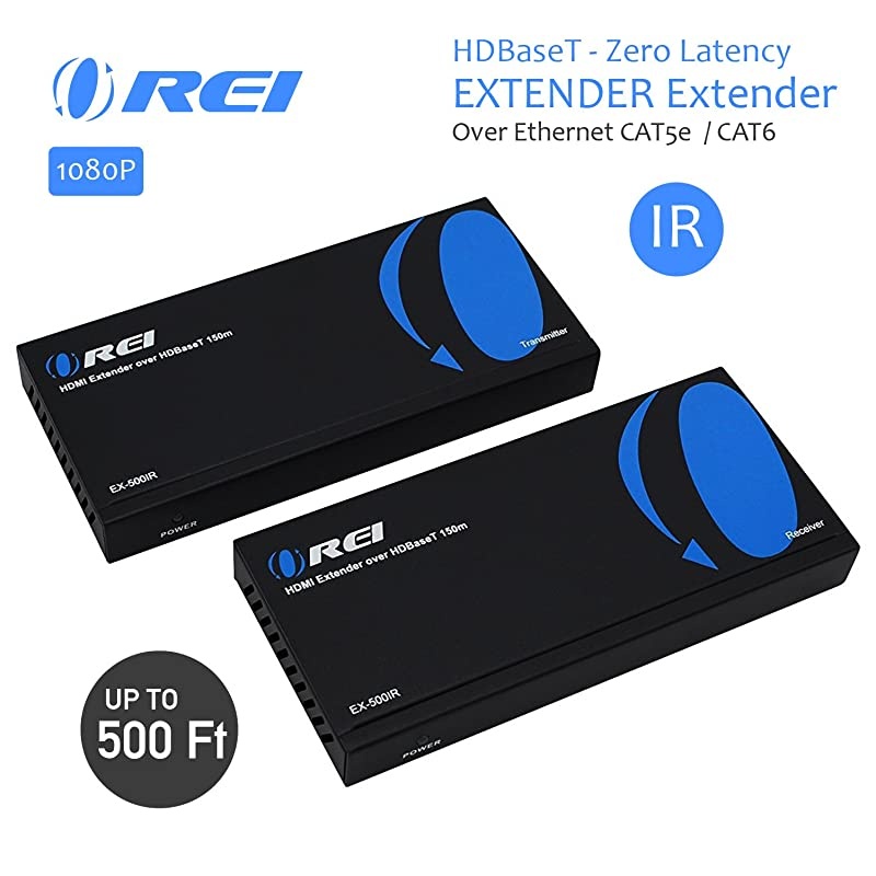 HDBaseT HDMI Extender over Cat5e/6 Ethernet LAN cable - Up to 500 Feet - IR, HDMI Loop-out, RS-232, PoC, HDMI Balun (EX-500IR)