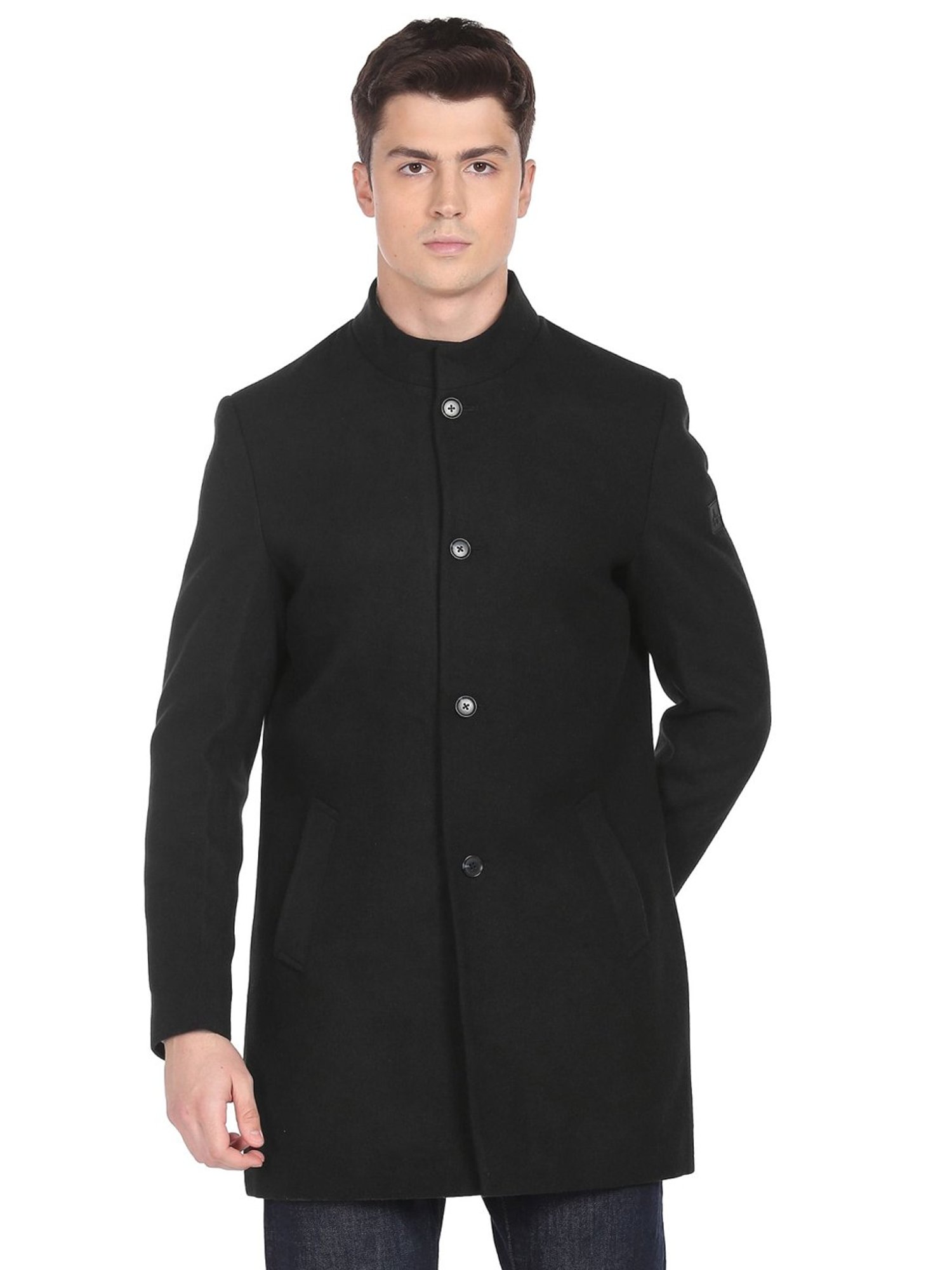 Arrow Sport Black Regular Fit Overcoats