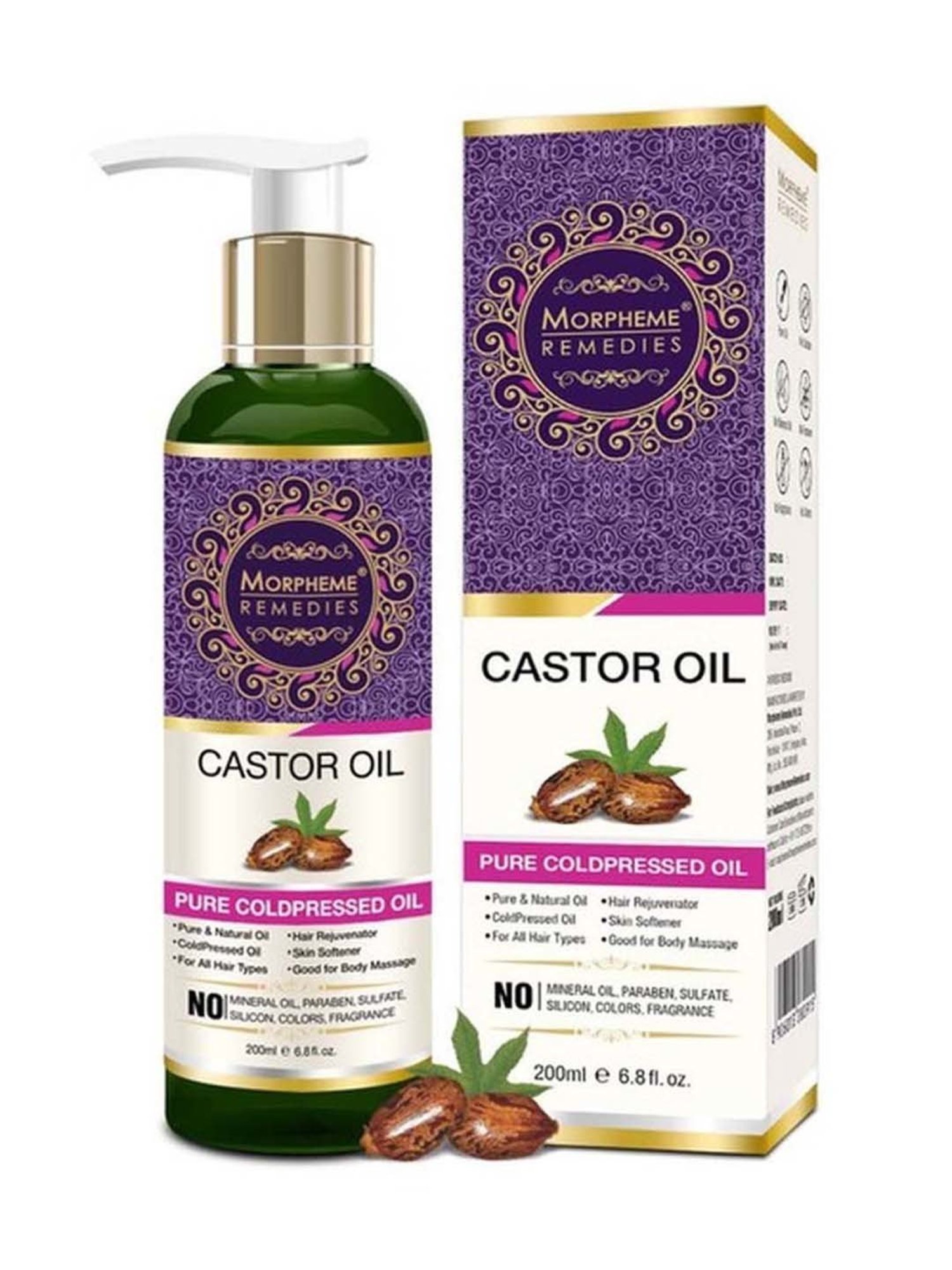 Morpheme Remedies Pure Cold Pressed Castor Oil for Hair & Skin Care - 200 ml