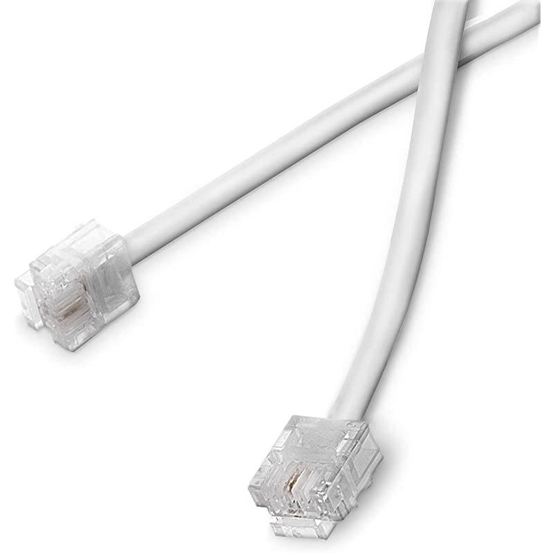 Line Cord 50 Feet Modular TeleExtension Cord 50 Feet 2 Conductor 2 pin 1 line Cable Works Great with FAX AIO and Other Machines White