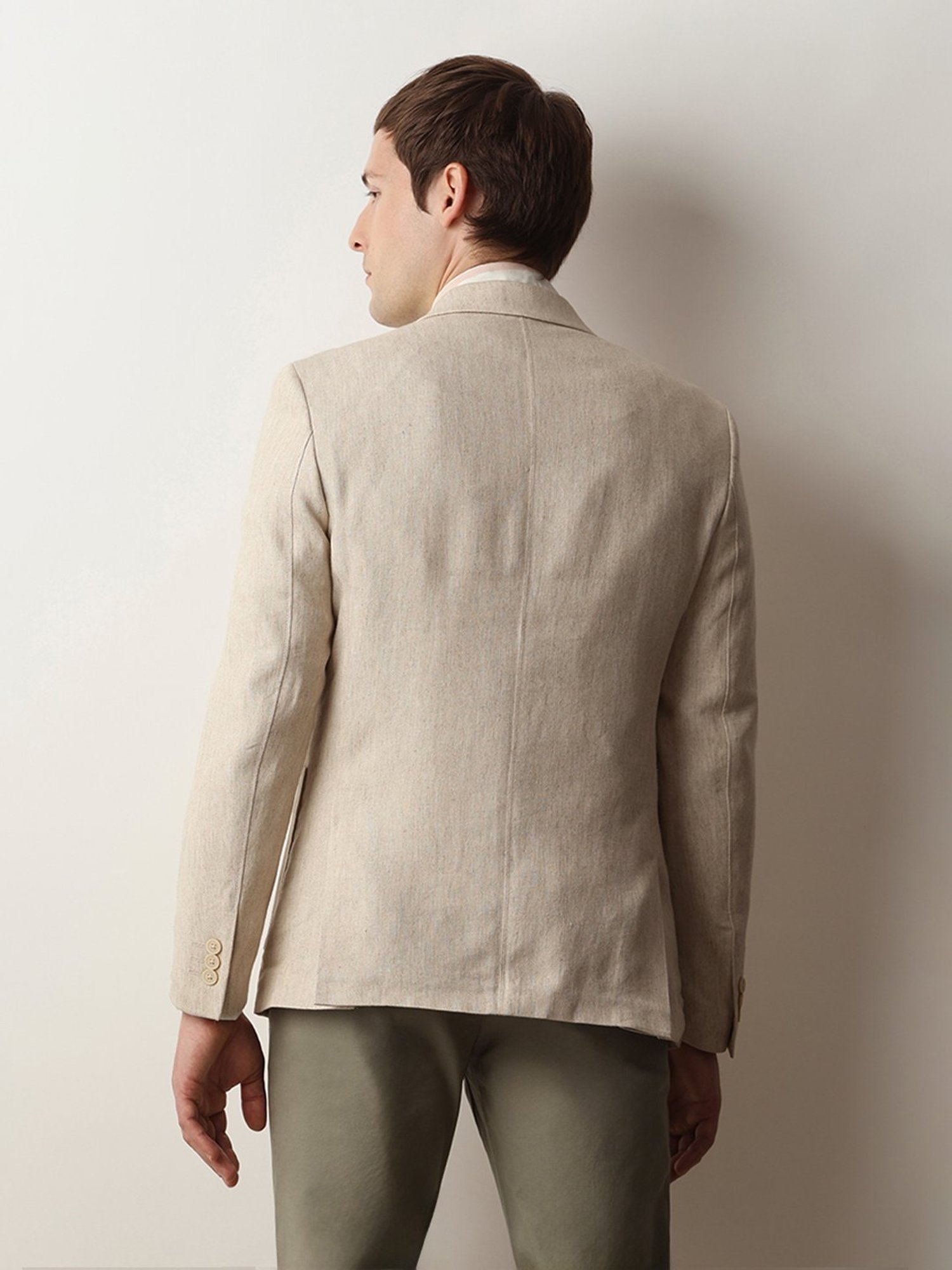 SELECTED HOMME Beige Slim Fit Notch Lapel Blazer