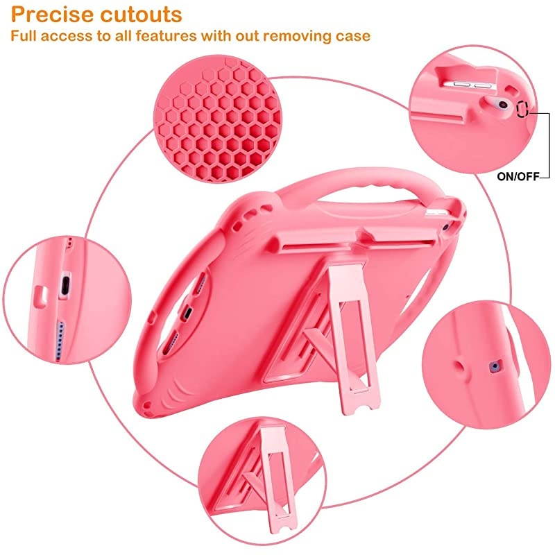 Kids case for New ipad 102 20202019 iPad 8th7th Generation Case for Kidswith Tempered Glass Screen Protector and StrapPremium Silicone Shockproof ipad 102 20202019 Cover Pink