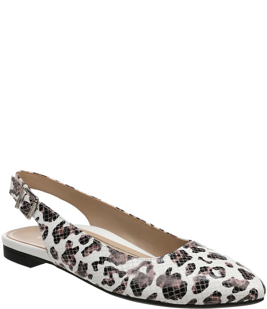 Vionic Jade Snake Embossed Leather Leopard Print Slingback Flats