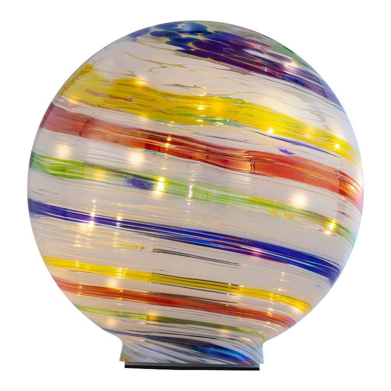 11" x 8" Indoor/Outdoor Glass Gazing Globe with LED Lights and Stand - Alpine Corporation