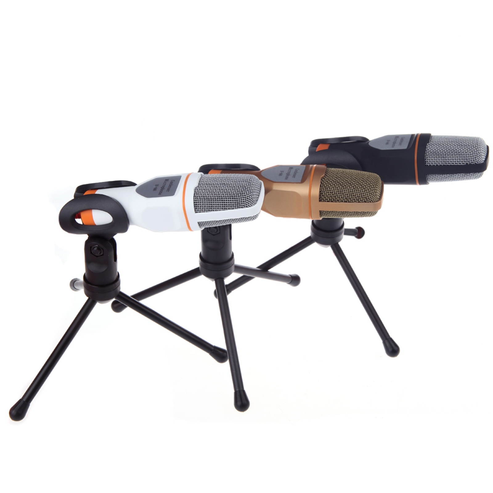 Mic Wired Condenser Microphone with Holder Clip for Chatting Singing Karaoke PC Laptop Black