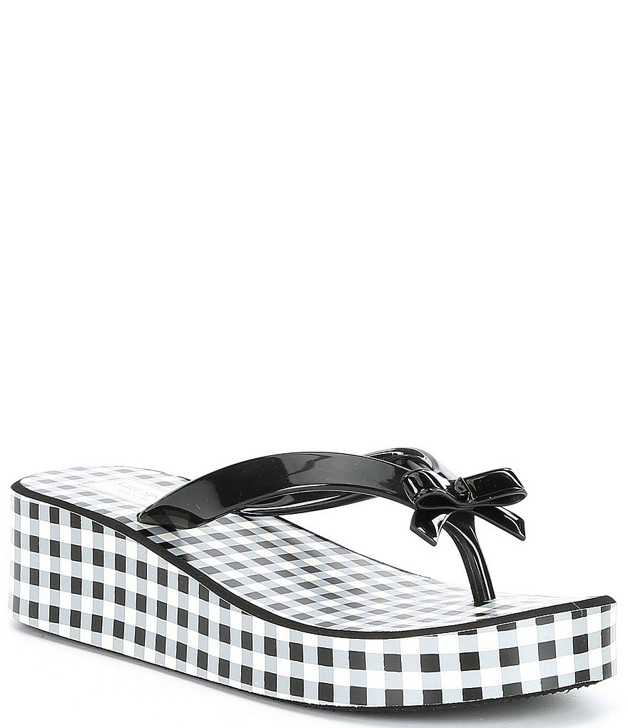 kate spade new york Rina Gingham Print Bow Detail Platform Flip Flops