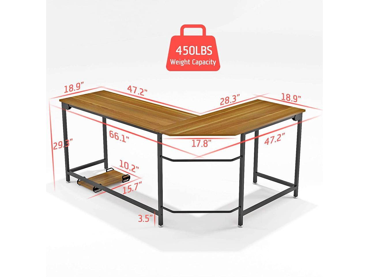 L-Shaped Desk, 66 Inch Walnut Corner Gaming Computer Desks for Home Office PC Workstation Table,Wood(Walnut) & Metal(Black)