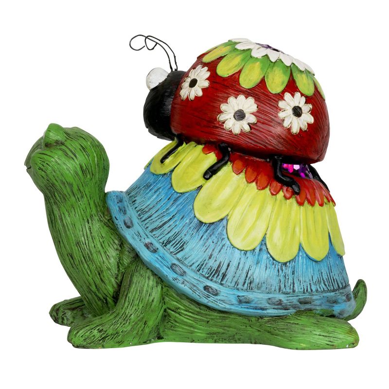 9.25" Resin Garden Turtle and Lady Bug Statue - Exhart