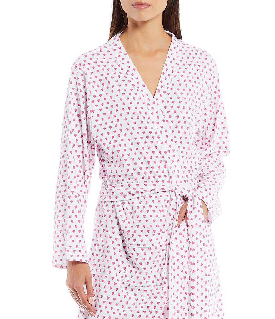 PJ Salvage Solid Ribbed Knit Long Wrap Robe