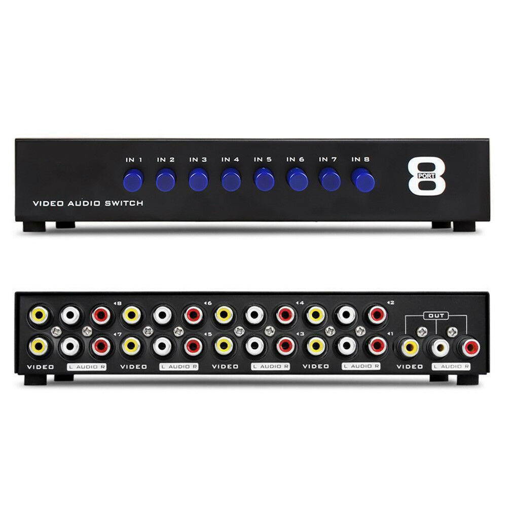 AV Switch Box Composite Selector 8 Port RCA Audio Video 8 In 1 Out To TV