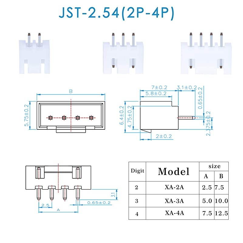 450 Pieces 254mm JSTXA JST Connector Kit 254mm Pitch Female Pin Header JST XA 23 4 Pin Housing JST Adapter Cable Connector Socket Male and Female Crimp DIP Kit