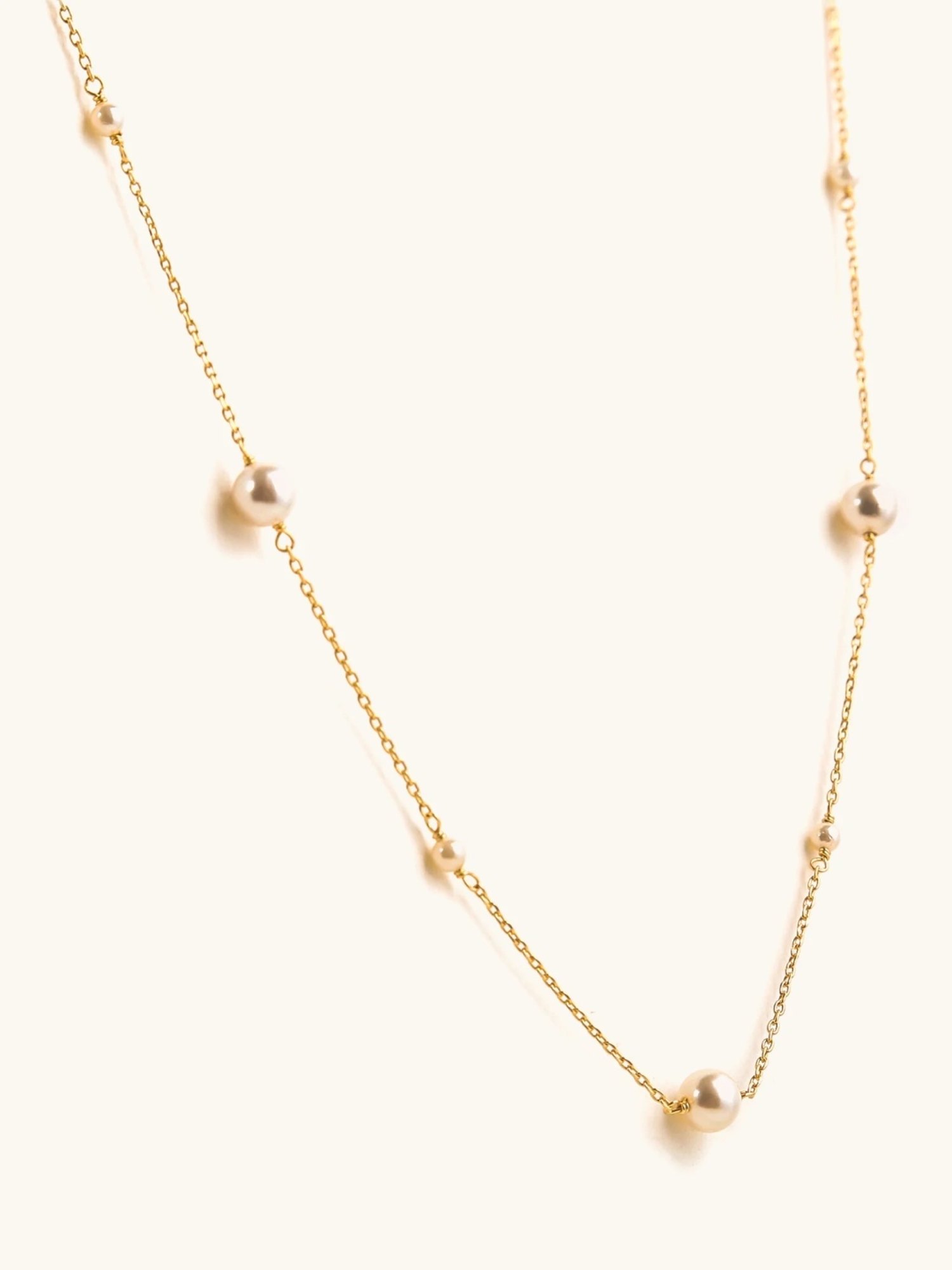 Mabel 92.5 Sterling Silver 18k Gold-Plated Beaded Small and Big Pearl Necklace