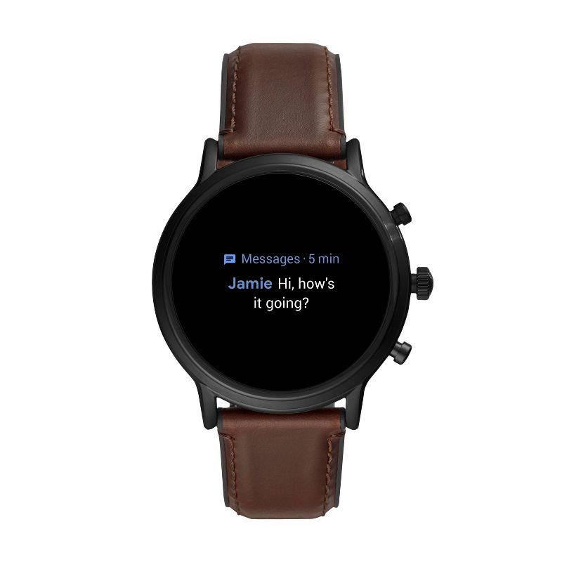 Fossil Gen 5 Smartwatch Carlyle HR 44mm - Black with Brown Leather