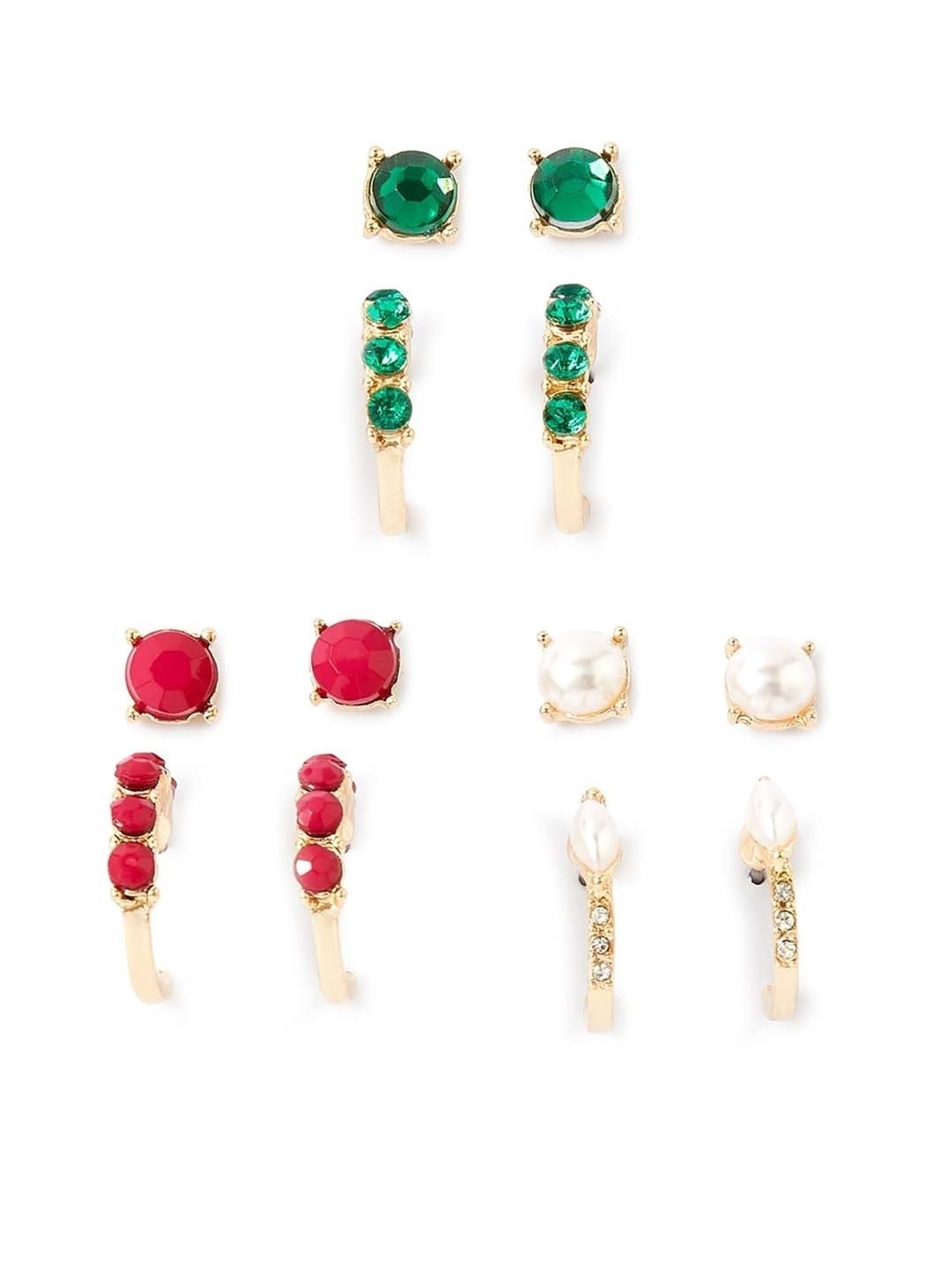 Accessorize London Willow Multicolor Stud & Hoop Earrings - Set of 6