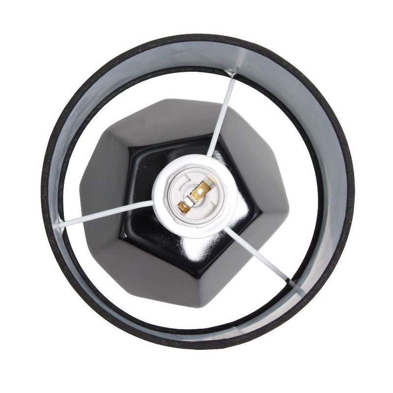 Round Prism Mini Table Lamp with Matching Fabric Shade Black - Simple Designs