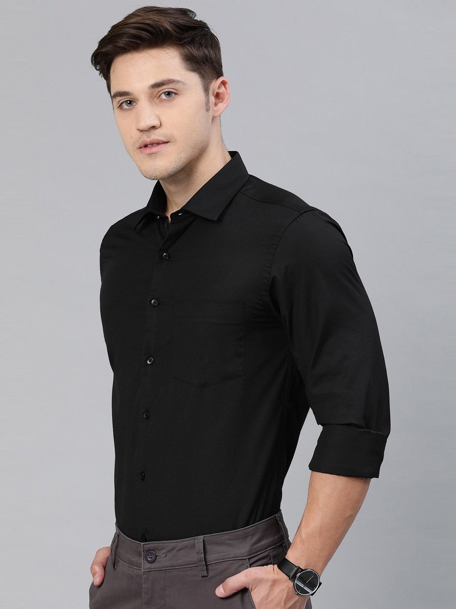 IVOC Black Slim Fit Shirt