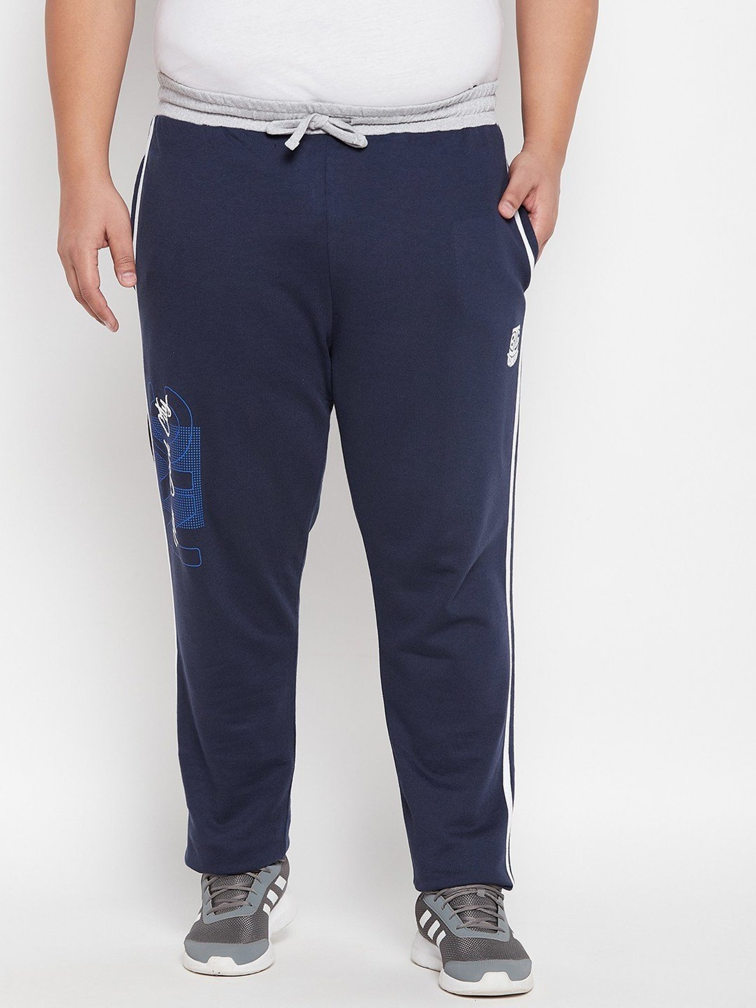 Bigbanana Navy Cotton Regular Fit Printed Trackpants
