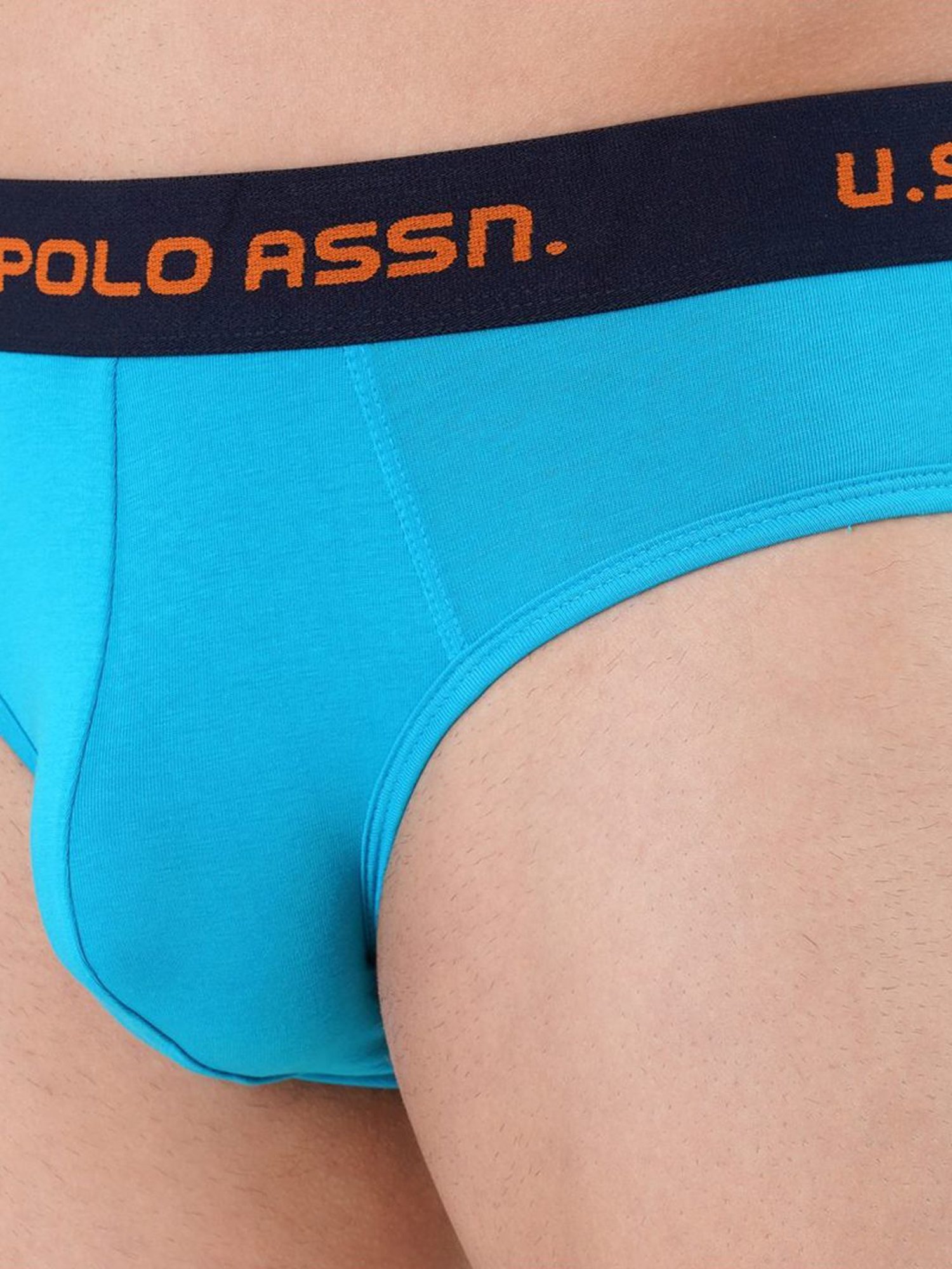 U.S. Polo Assn. Blue & Multi Cotton Regular Fit Printed Briefs - Pack Of 2