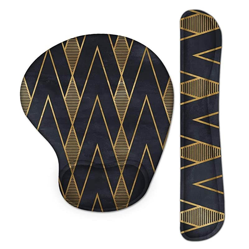 Keyboard Wrist Rest Pad and Mouse Wrist Rest Support Gaming Mouse Pad Ergonomic Gel Memory Foam Set for Computer, Laptop, Office, Pain Relief, Comfortably Typing, Polygon(KM-05)