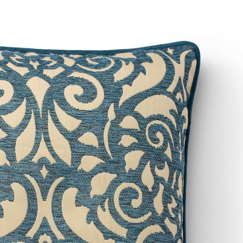 22"x22" Rouleau Jacquard Decorative Throw Pillow Blue - SureFit