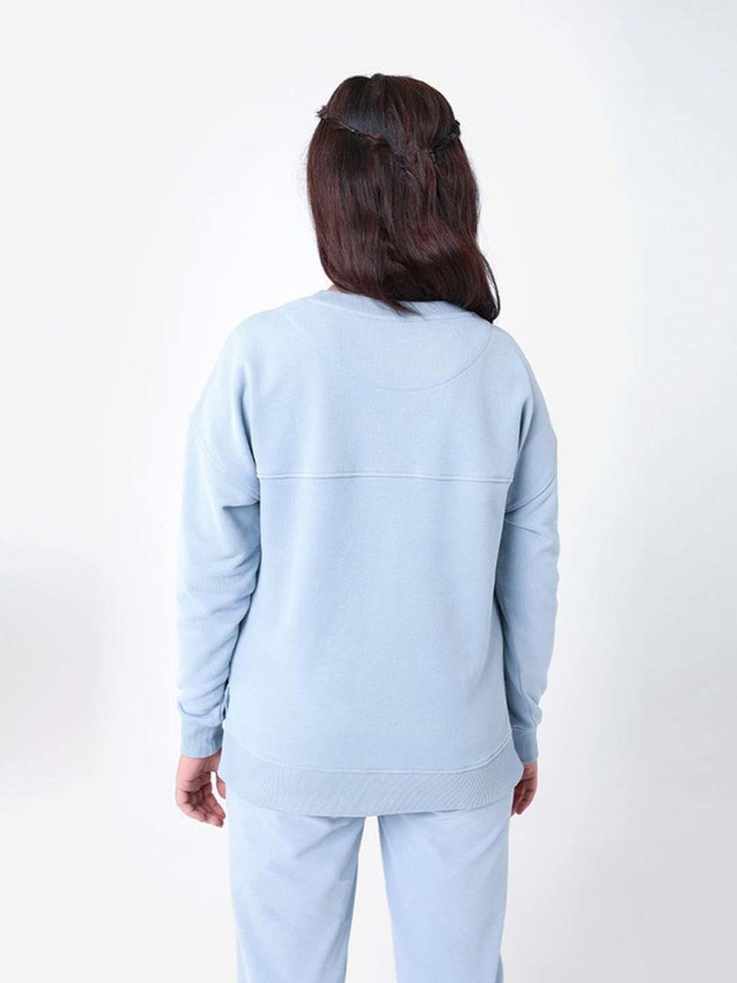 BlissClub Blue Relaxed Fit Sports Sweatshirt
