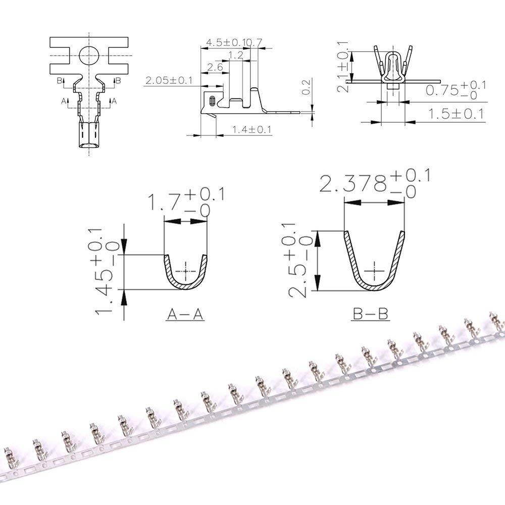 Glarks 1180 Pieces 2.54mm JST-XHP 2/3 / 4/5 / 6/7 / 8/9 Pin Housing JST Adapter Cable Connector Socket Male and Female with 2.54mm Female Pin Header Connector Kit
