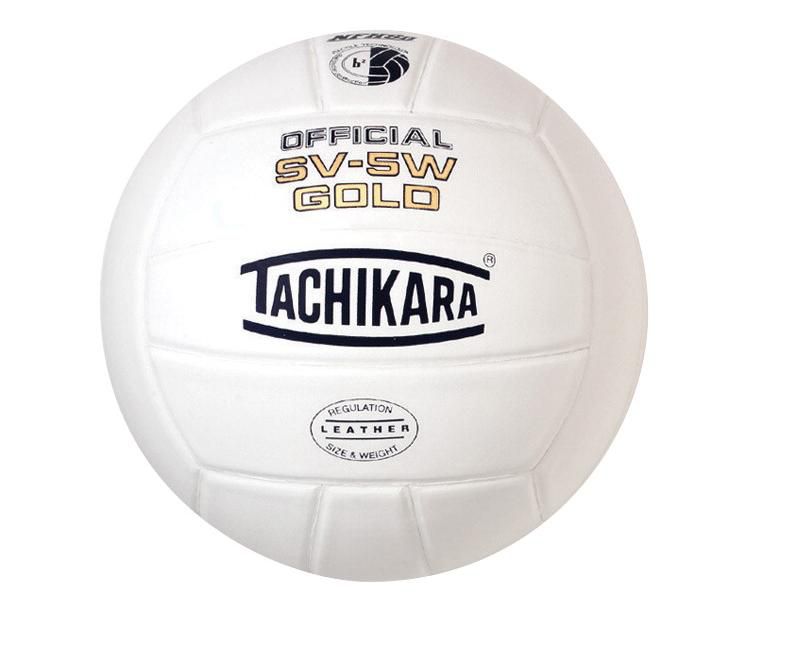 Tachikara SV5W Gold NFHS Premium Leather Volleyball, White